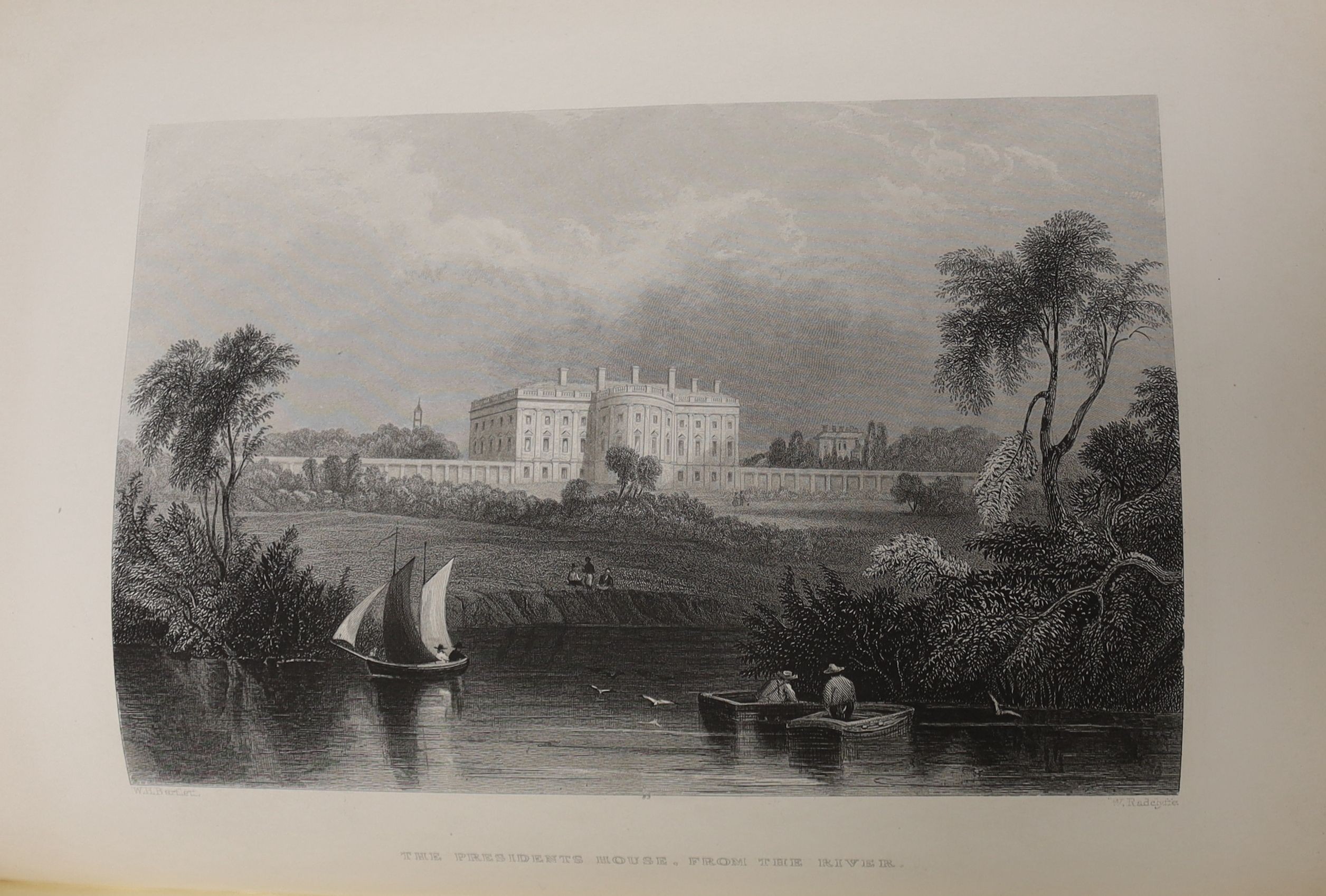 Willis, N.P. American Scenery; or land, lake, and river illustrations of trans atlantic nature, 2 vols (in one), pictorial engraved and printed titles, map and 127 steel engraved plates (by W. H. Bartlett); early 20th ce